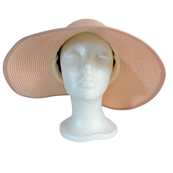 Magid Hats Rolled Wide Brim Sun Hat Pink Ombre Straw Ponytail Hair Bun Notch - Picture 6 of 10
